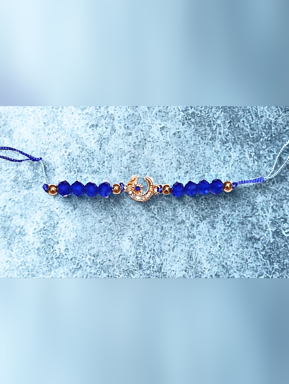 NEW Handmade Bohemian Beaded Charm Bracelet in Blue and Silver